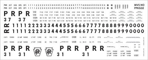 HO PRR G32, G32A, G32B, G32C Gondola Decals Plain Keystone Sheme (1961+)
