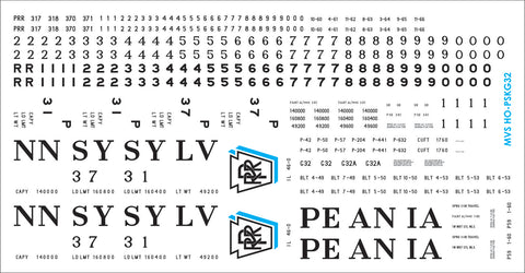 HO PRR G32 & G32A Gondola Decals Shadow Keystone Sheme (1954-1961)