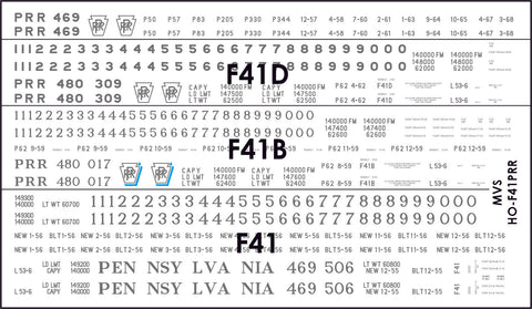 HO PRR F41 Flatcar Decals