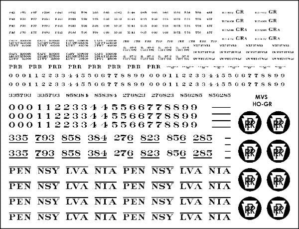 HO PRR GR & GRa Gondola Decals