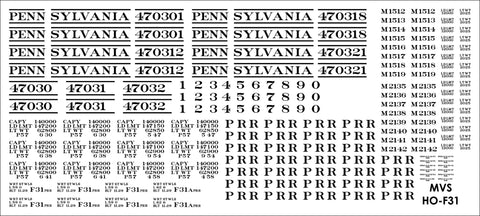 HO PRR F31 Flatcar Decals