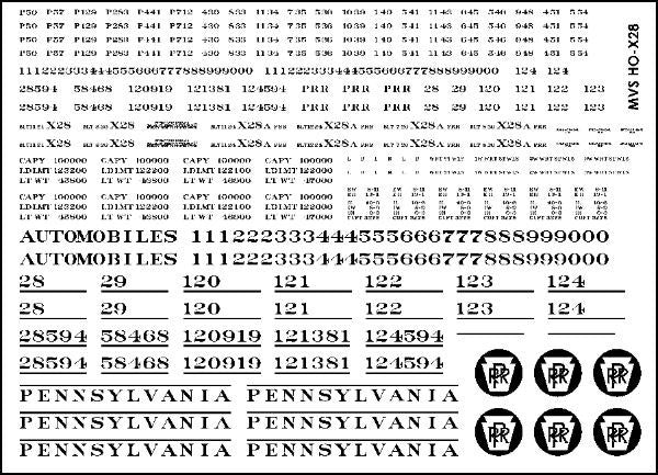 HO PRR X28 & X28a Boxcar Decals