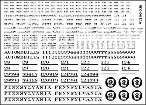 HO PRR X28 & X28a Boxcar Decals