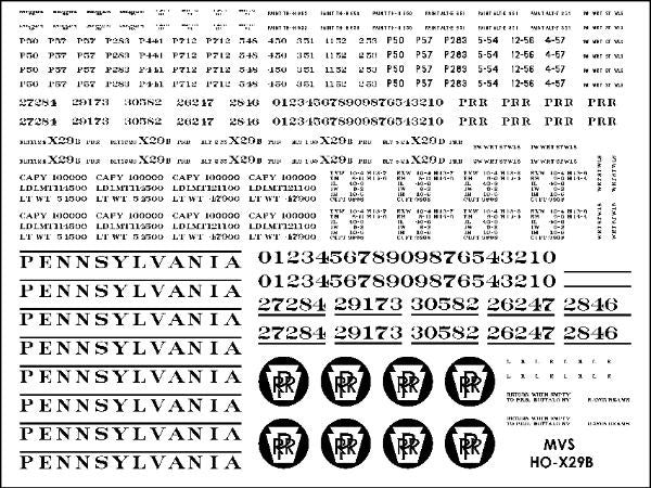 HO PRR X29b & X29d Boxcar Decals