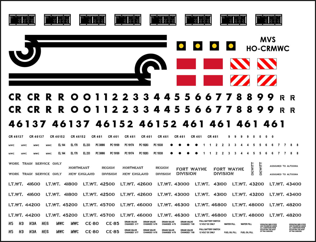 HO MOW Conrail Caboose Decals