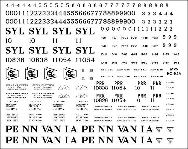 HO PRR H2A Hopper Decals