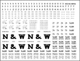 HO N&W H2 & H3 Hopper Decals (24" Lettering)