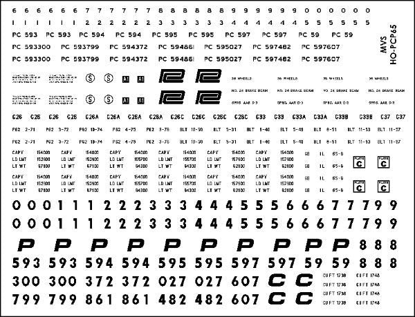 HO Penn Central Ex-PRR 65' Mill Gondola Decals