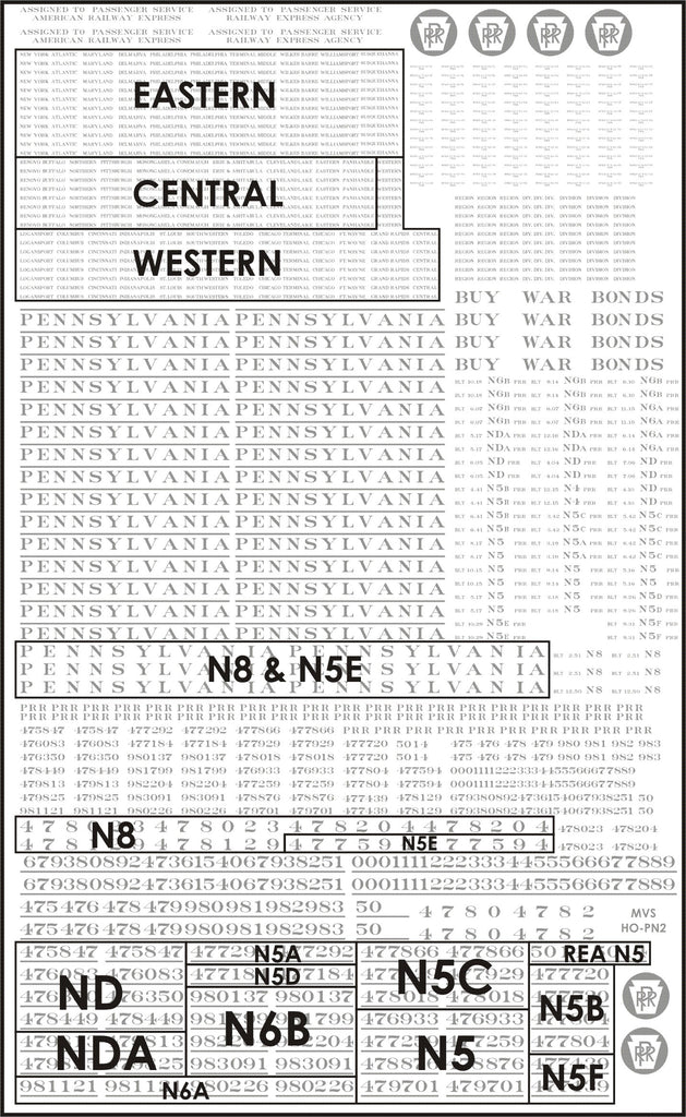 HO PRR Cabin Car Decals (Pre-Shadow Keystone Scheme)