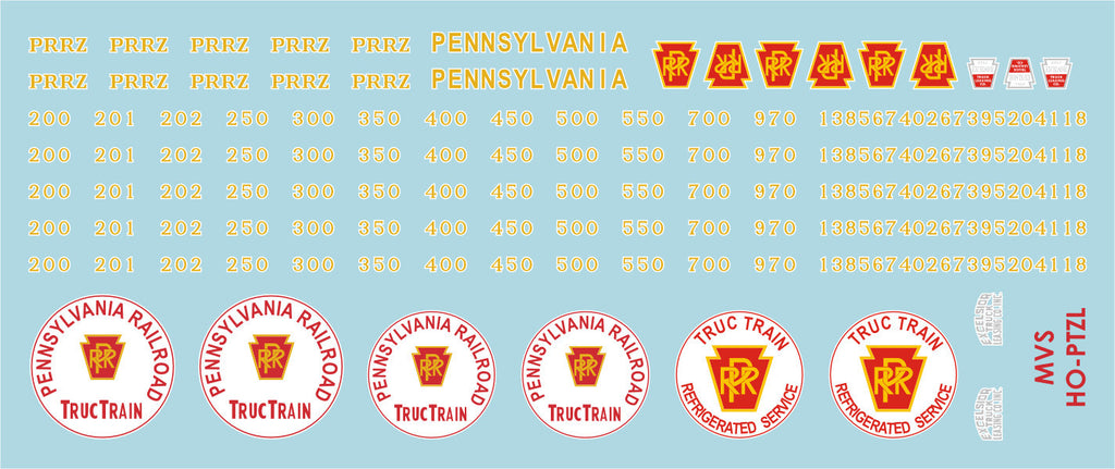 HO PRR Trailer Decals Late Scheme (Post-1960)