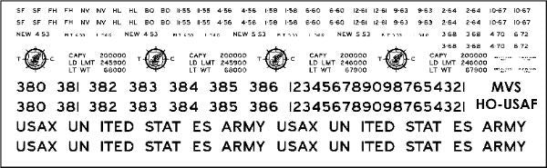 HO US Army Transportation Corp Flatcar Decals