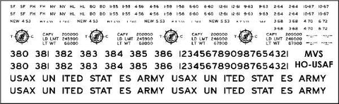 HO US Army Transportation Corp Flatcar Decals