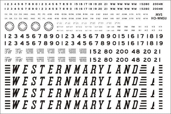 HO Western Maryland 2-Bay U-Channel "Speed" Hopper Decals