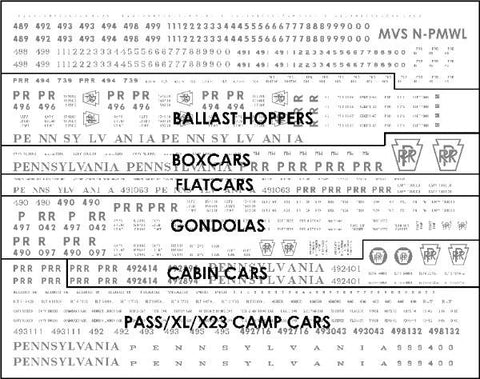 N PRR MOW Black Lettering Decals Late Schemes (1960+)