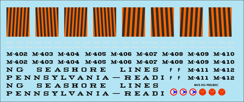 HO Pennsylvania Reading Seashore Lines RDC Decals