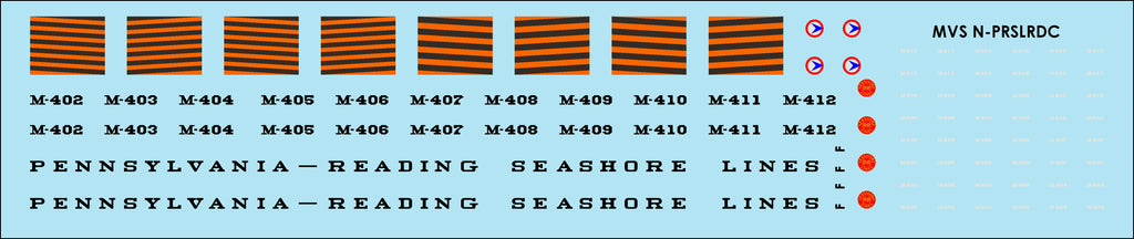 N Pennsylvania Reading Seashore Lines RDC Decals